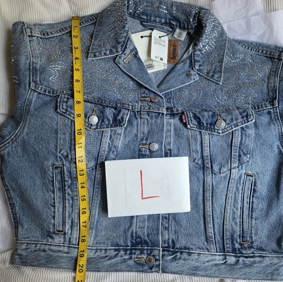 Beyoncé X Levi’s® Shrunken '90s Trucker Jacket Western Crystal Dark Blue Bnwt - Picture 16 of 16